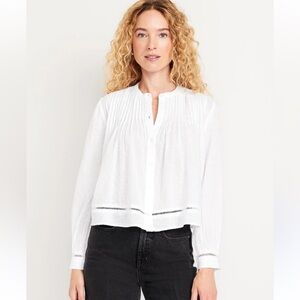 OLD NAVY Swiss Dot Pintuck Blouse